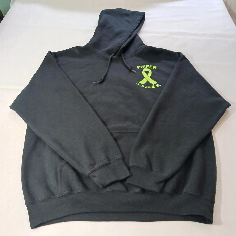 Gildan Heavy Blend PHIFER C.A.R.E.S. Men's Black Cotton Hoodie Sweatshirt Large